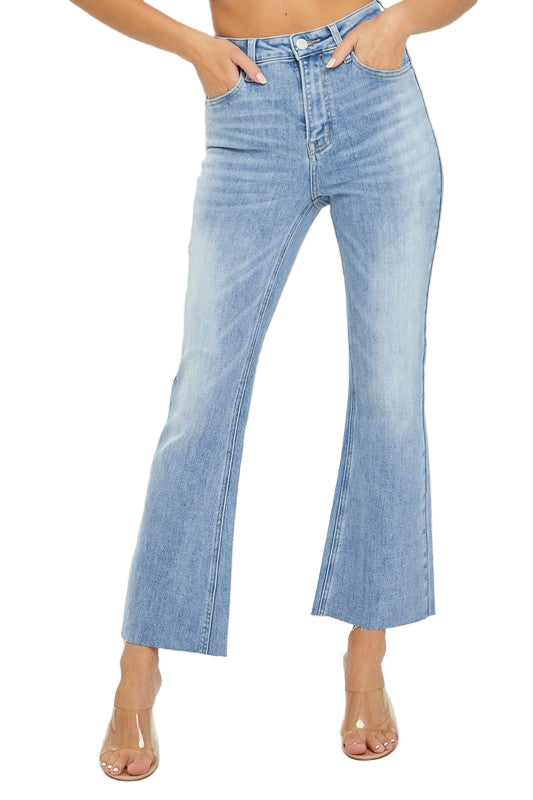 Høyt liv Crop Flare Lys Denim 0
