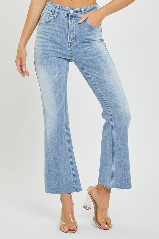 Høyt liv Crop Flare Lys Denim 1