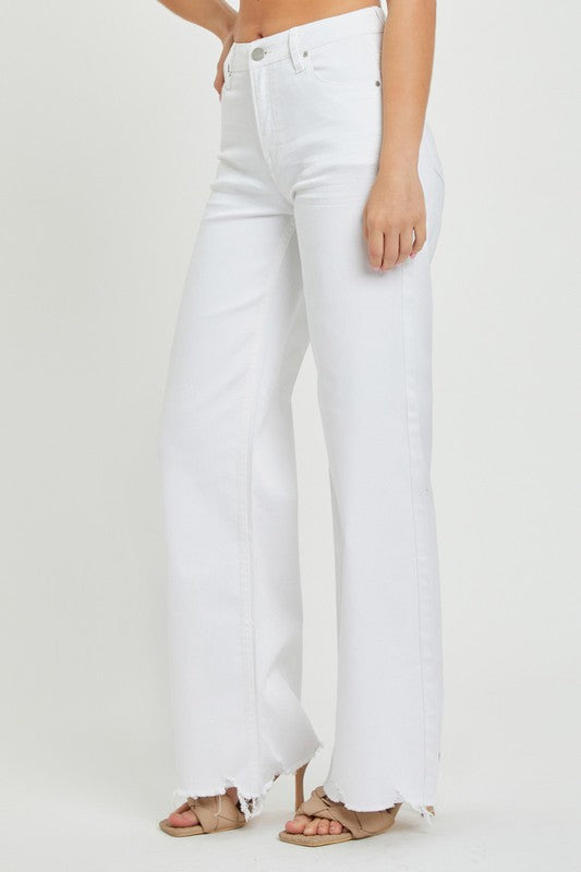 Høyt liv Wide Jeans for Damer i Hvit 2