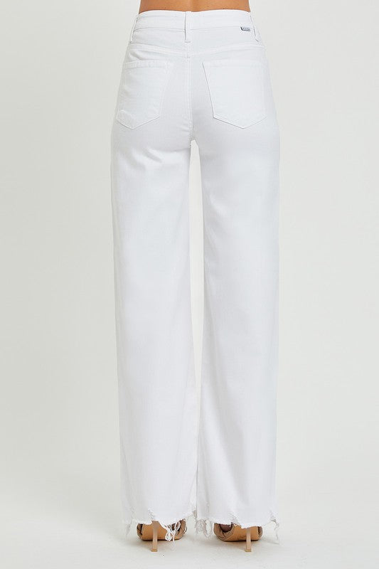 Høyt liv Wide Jeans for Damer i Hvit 3