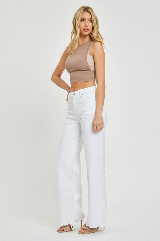 Høyt liv Wide Jeans for Damer i Hvit 4