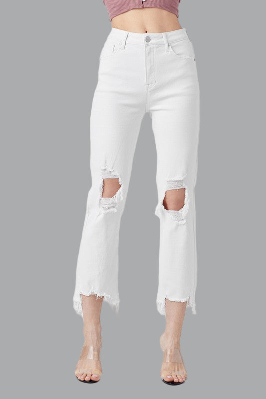 Høytlivede Rett Skjærte Jeans for Damer 0