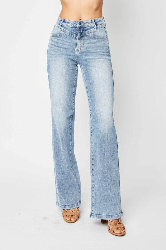 Høytlivs Retro Jeans med Front Yoke for Damer 1