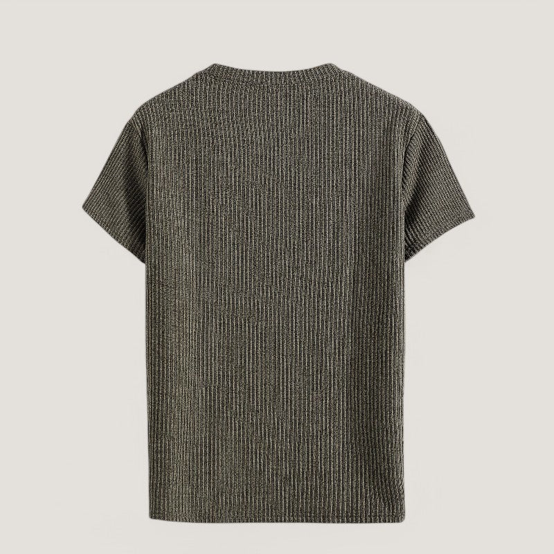 Hvit T-Skjorte Herre Kortermet Jacquard Polyester Regulær Passform 5