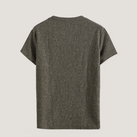 Hvit T-Skjorte Herre Kortermet Jacquard Polyester Regulær Passform 5