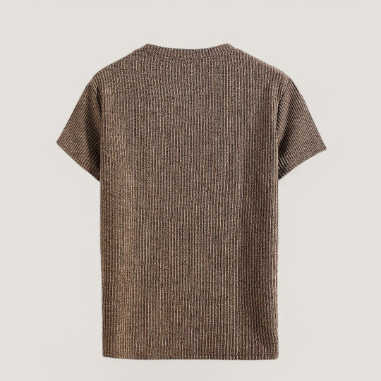 Hvit T-Skjorte Herre Kortermet Jacquard Polyester Regulær Passform 6