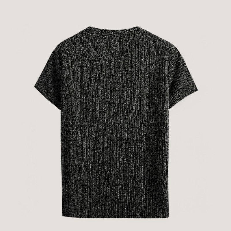Hvit T-Skjorte Herre Kortermet Jacquard Polyester Regulær Passform 8