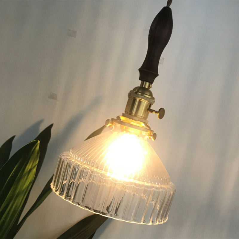 Industriell Pendellampe med Ribbet Glass 2