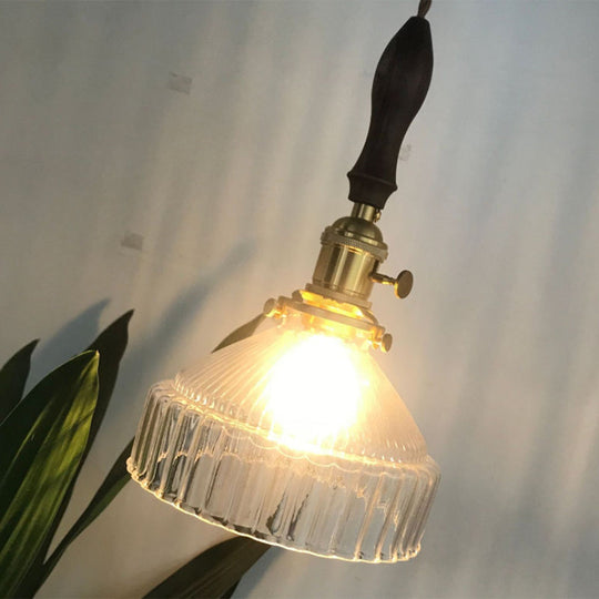 Industriell Pendellampe med Ribbet Glass 2