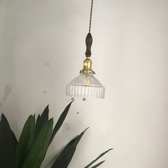 Industriell Pendellampe med Ribbet Glass 4