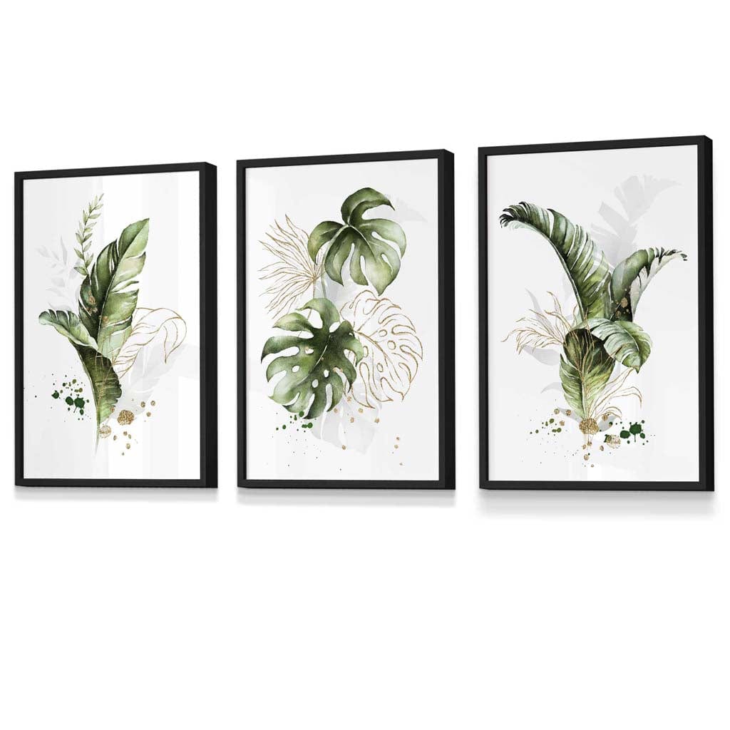 Innrammede Botaniske Veggkunstverk Sett med 3 Stykker 1