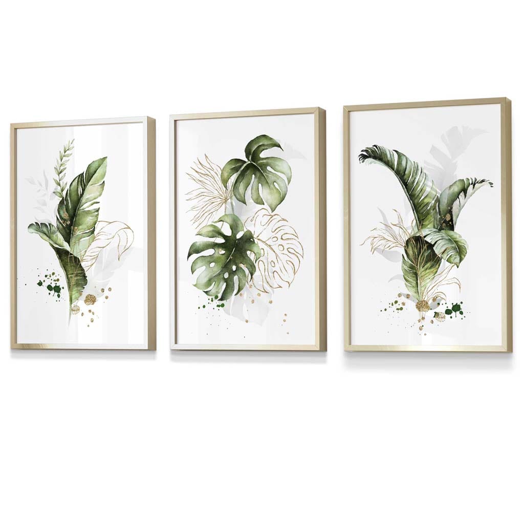 Innrammede Botaniske Veggkunstverk Sett med 3 Stykker 2