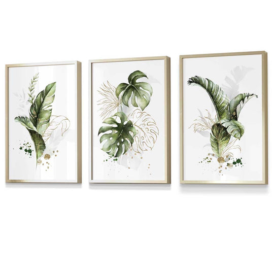 Innrammede Botaniske Veggkunstverk Sett med 3 Stykker 2