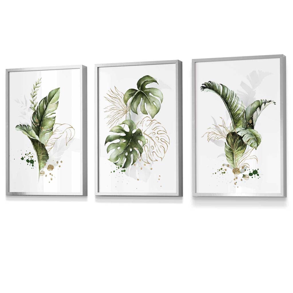 Innrammede Botaniske Veggkunstverk Sett med 3 Stykker 3