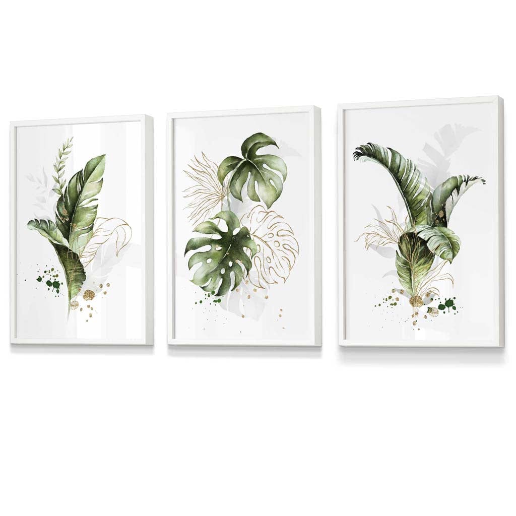 Innrammede Botaniske Veggkunstverk Sett med 3 Stykker 4