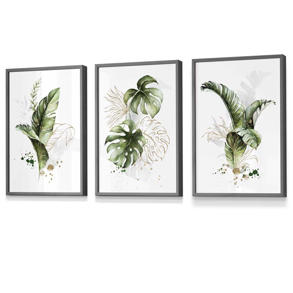 Innrammede Botaniske Veggkunstverk Sett med 3 Stykker 5