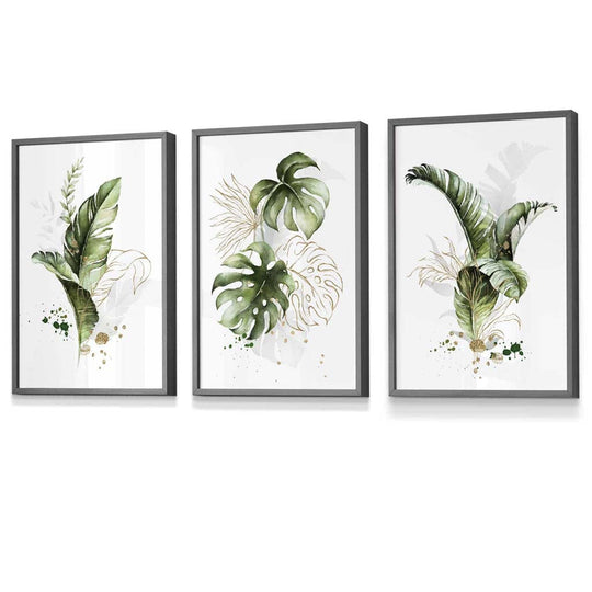 Innrammede Botaniske Veggkunstverk Sett med 3 Stykker 5