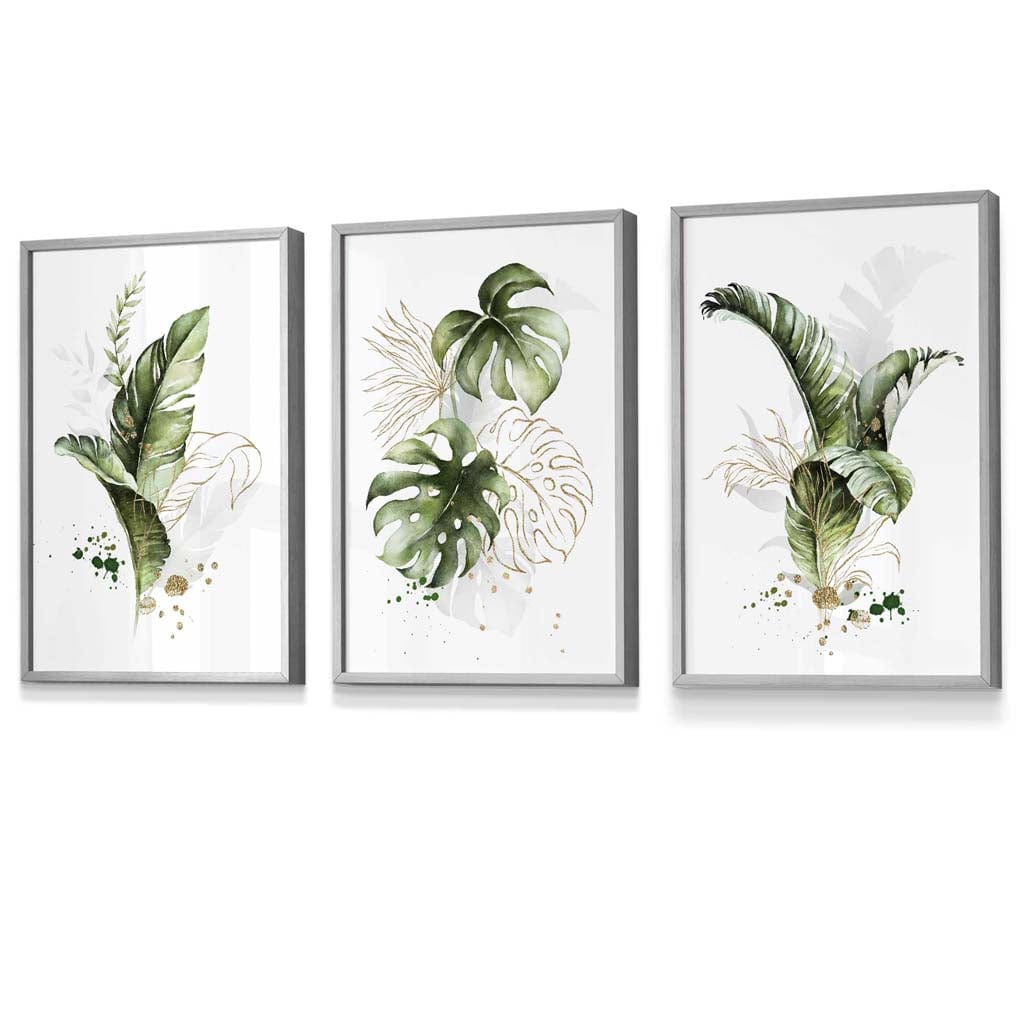 Innrammede Botaniske Veggkunstverk Sett med 3 Stykker 6