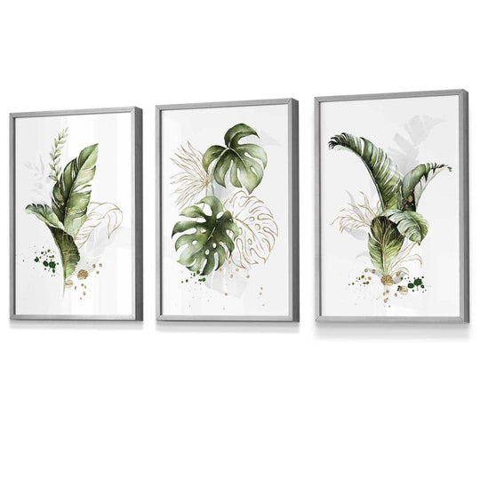 Innrammede Botaniske Veggkunstverk Sett med 3 Stykker 6