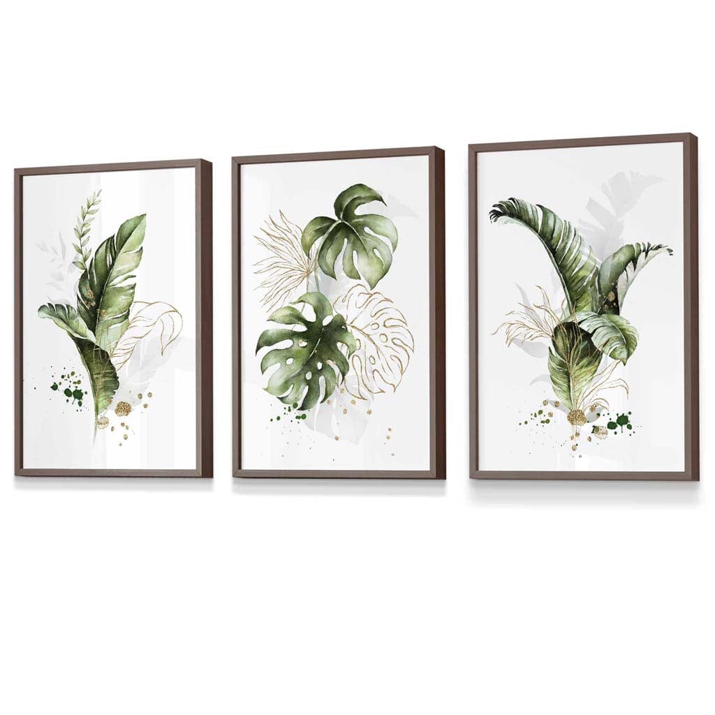 Innrammede Botaniske Veggkunstverk Sett med 3 Stykker 8