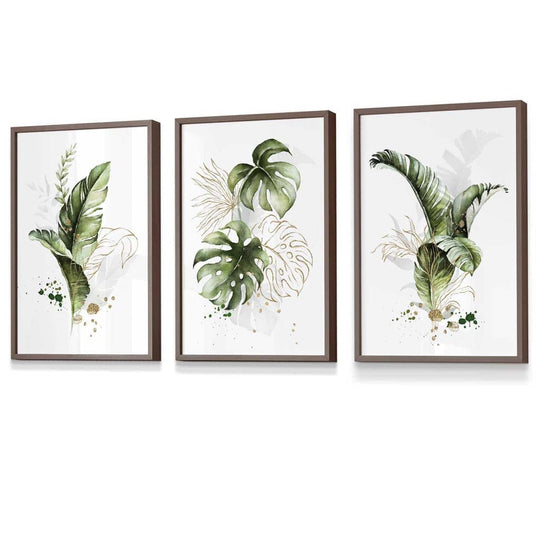Innrammede Botaniske Veggkunstverk Sett med 3 Stykker 8