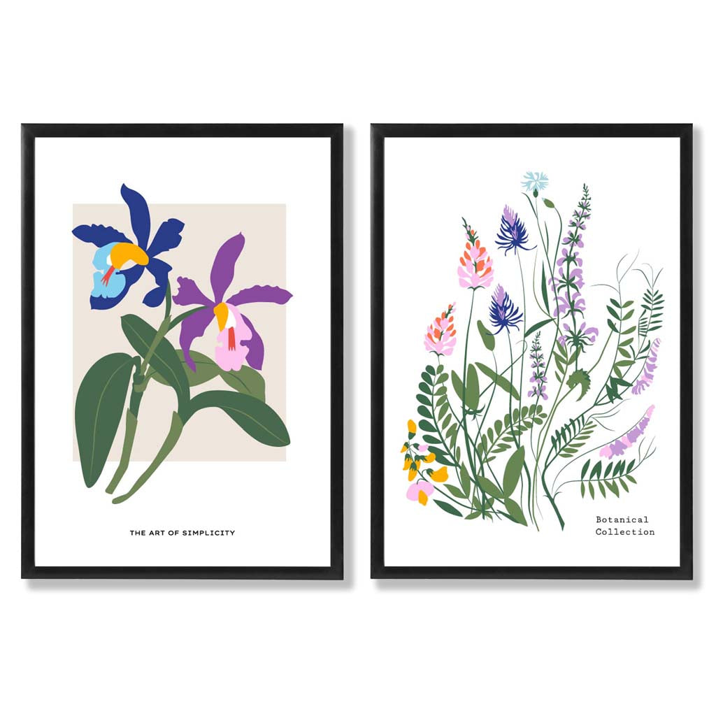 Innrammet Kunsttrykk Sett med Fargerike Vårblomster 0