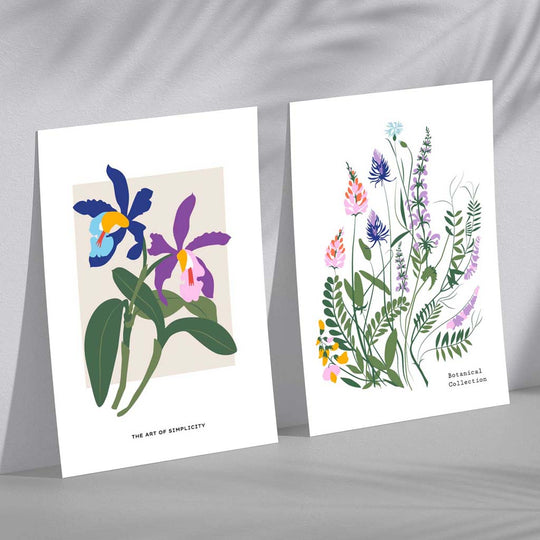 Innrammet Kunsttrykk Sett med Fargerike Vårblomster 2