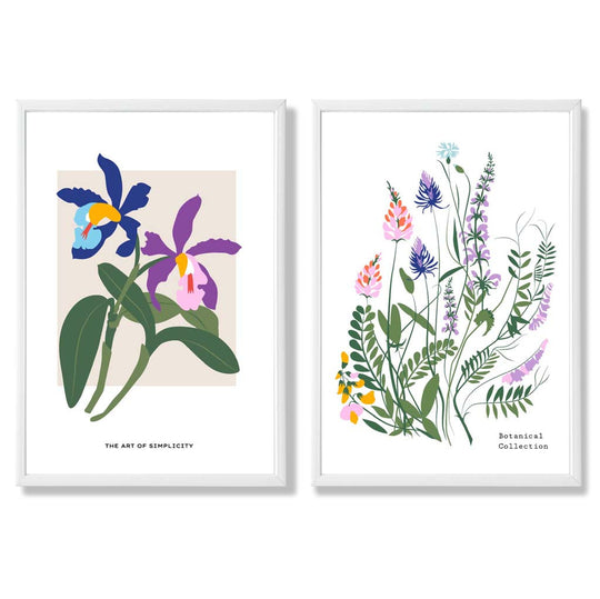 Innrammet Kunsttrykk Sett med Fargerike Vårblomster 3