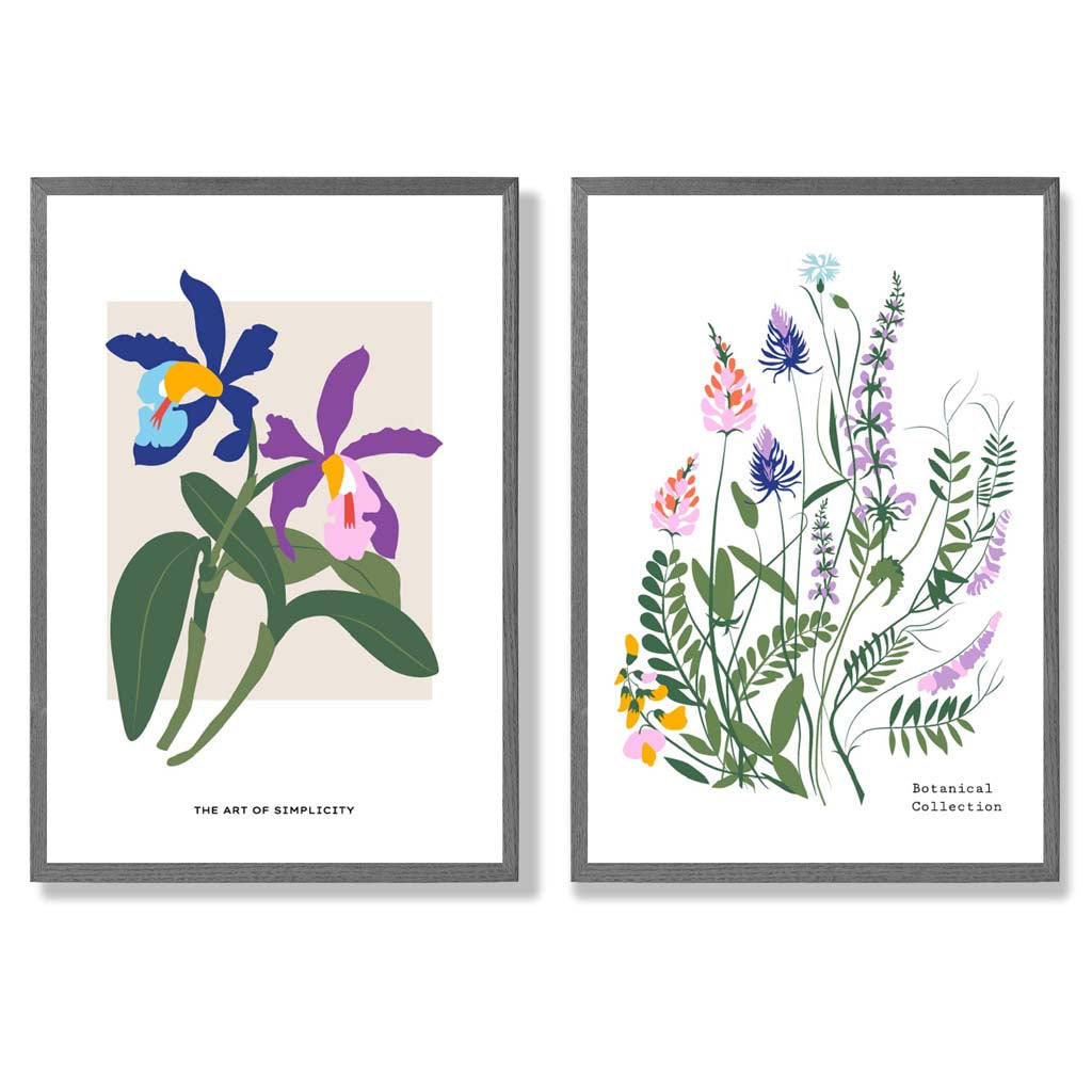 Innrammet Kunsttrykk Sett med Fargerike Vårblomster 4