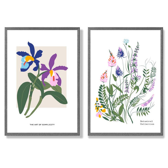 Innrammet Kunsttrykk Sett med Fargerike Vårblomster 4