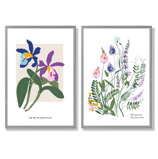 Innrammet Kunsttrykk Sett med Fargerike Vårblomster 5