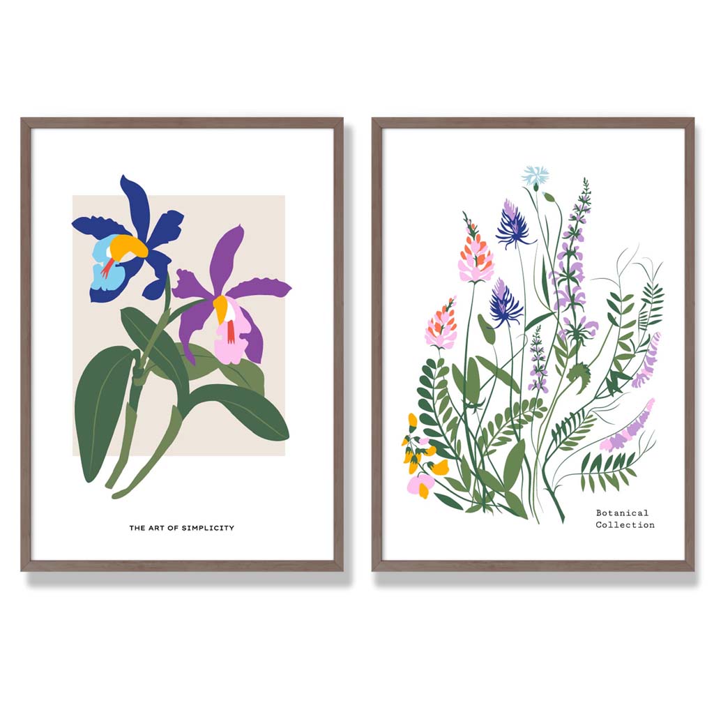 Innrammet Kunsttrykk Sett med Fargerike Vårblomster 7