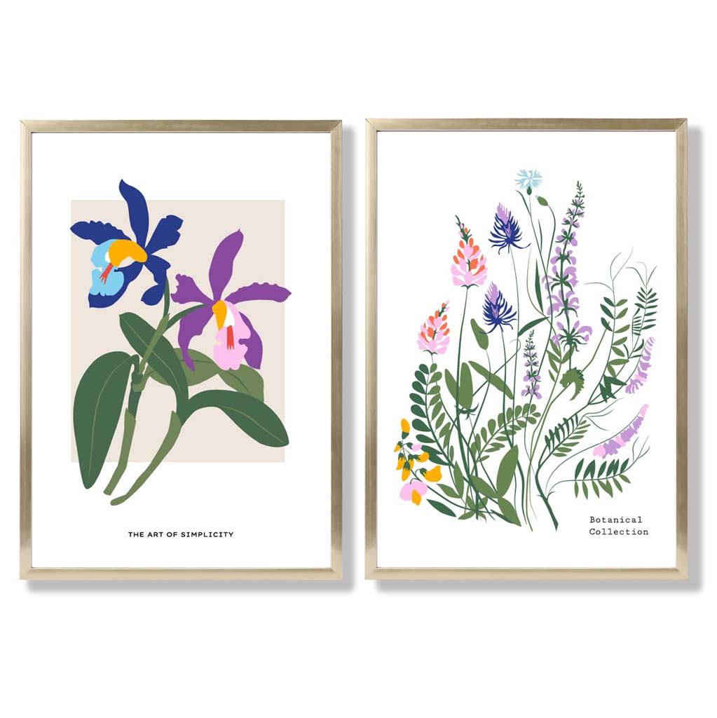 Innrammet Kunsttrykk Sett med Fargerike Vårblomster 8