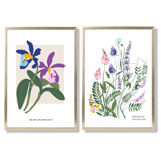 Innrammet Kunsttrykk Sett med Fargerike Vårblomster 8