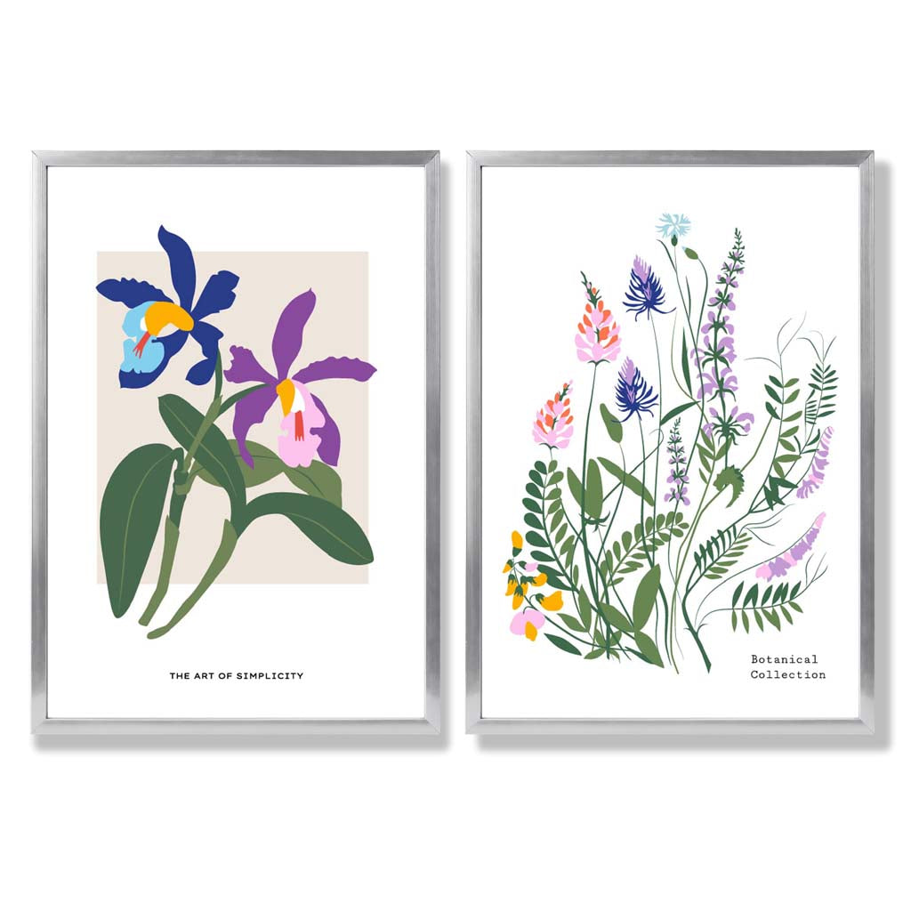 Innrammet Kunsttrykk Sett med Fargerike Vårblomster 9