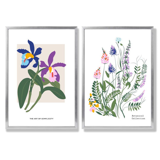 Innrammet Kunsttrykk Sett med Fargerike Vårblomster 9