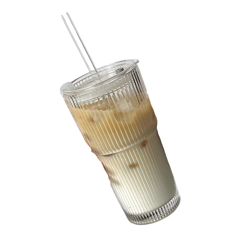 Isolert Glass Kaffekrus med Lokket og Halm for Kaffe og Te 2