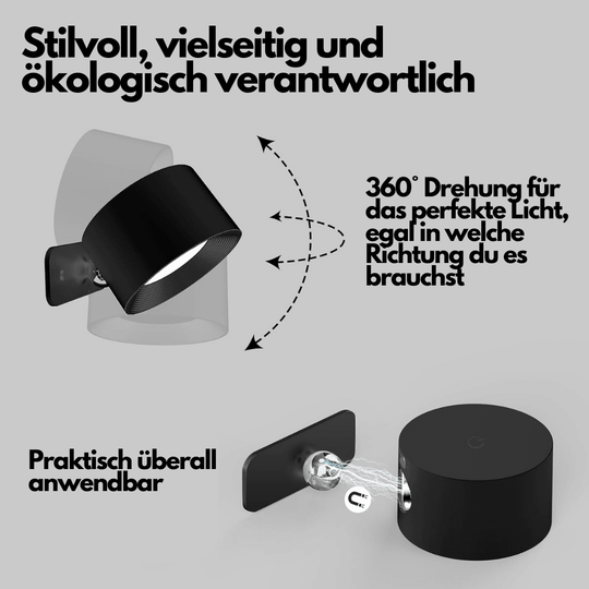 Justerbar Trådløs Vegglampe 360° Rotasjon LED Belysning 4