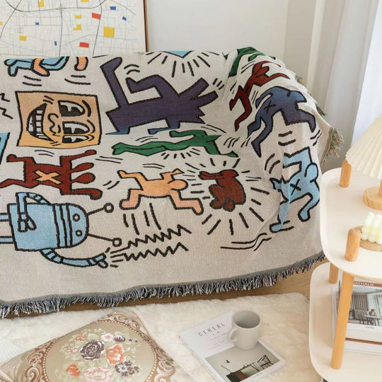 Kasteteppe med animert puslespilldesign og dusker 1