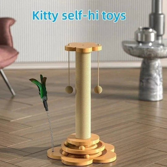 Kattens Klorebrett i Tre med Morsomme Leketilbehør 3