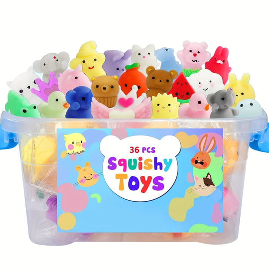 Kawaii Dyreleker Sett med 36 Søte Squishy Dyr 0