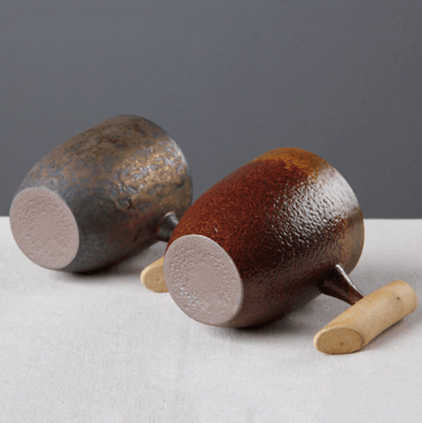 Keramisk Kaffekrus med Trehåndtak i Japansk Stil 3