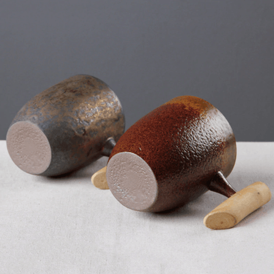 Keramisk Kaffekrus med Trehåndtak i Japansk Stil 3