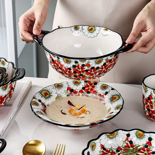Keramiske Sommerskåler med Blomsterdesign 3