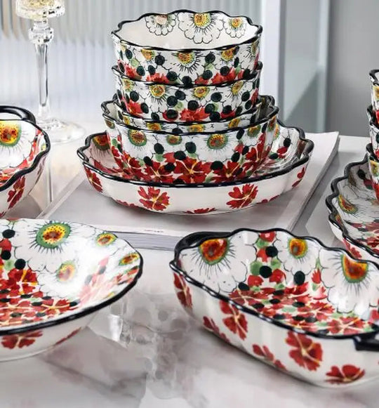 Keramiske Sommerskåler med Blomsterdesign 4