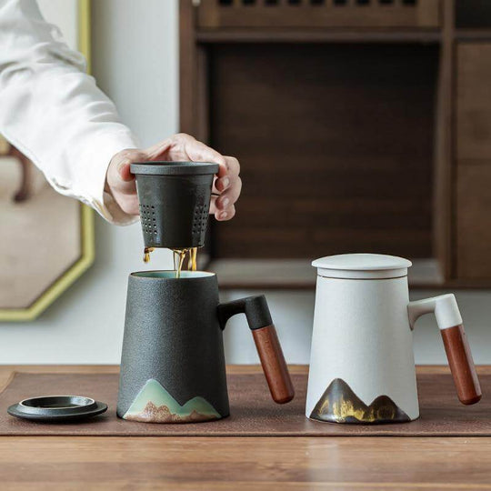 Keramiske Tekopper med Filter for Te og Kaffe 0