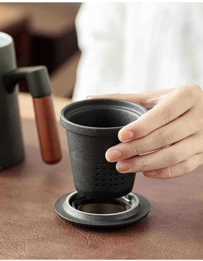 Keramiske Tekopper med Filter for Te og Kaffe 4