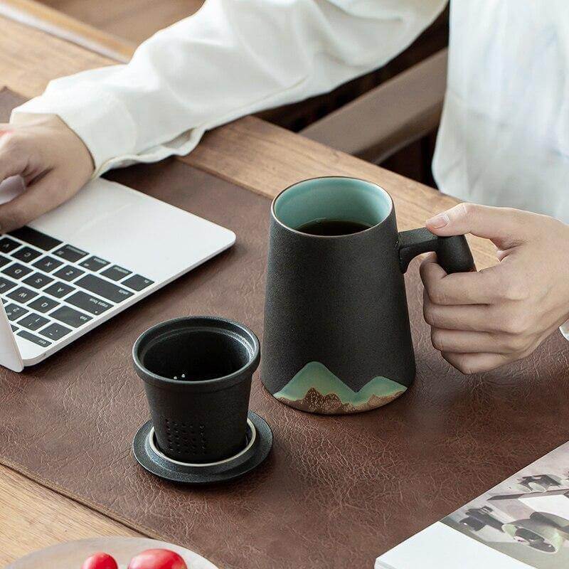 Keramiske Tekopper med Filter for Te og Kaffe 7