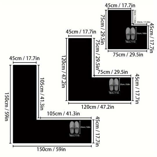 Kjøkkenmatte L-formet med Sklisikker Bunn 2