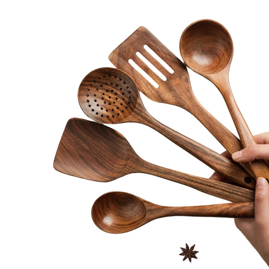 Kjøkkensett i Teaktre med Naturlig Design 0